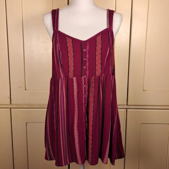 Torrid Women's Stripe Babydoll Button Front Chemise Tunic Top Sz 0 (12) - Picture 1 of 6